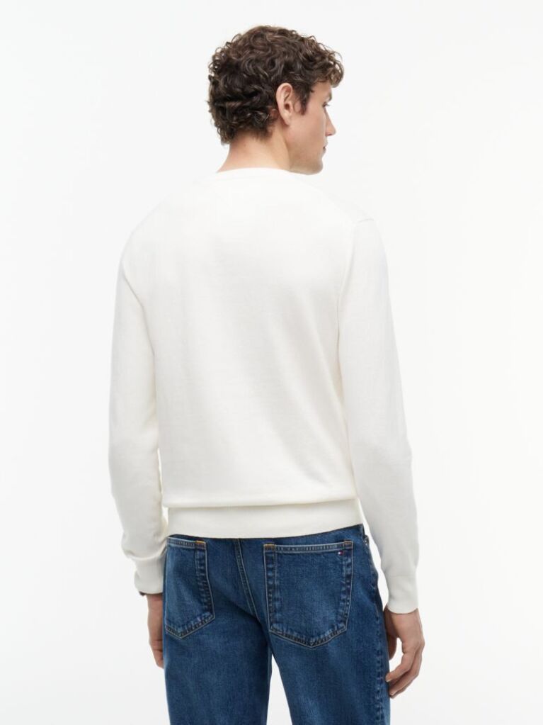 Beige Cotton Cashmere Crew Neck Jumper.  Men