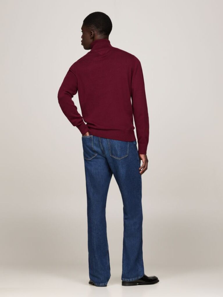 Red Cotton Cashmere Roll Neck Jumper  Men