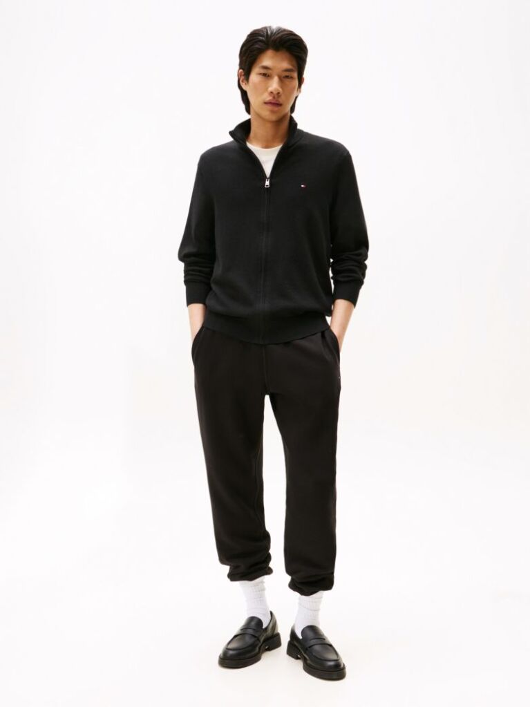 Black Cotton Cashmere Zip-Thru Cardigan  Men