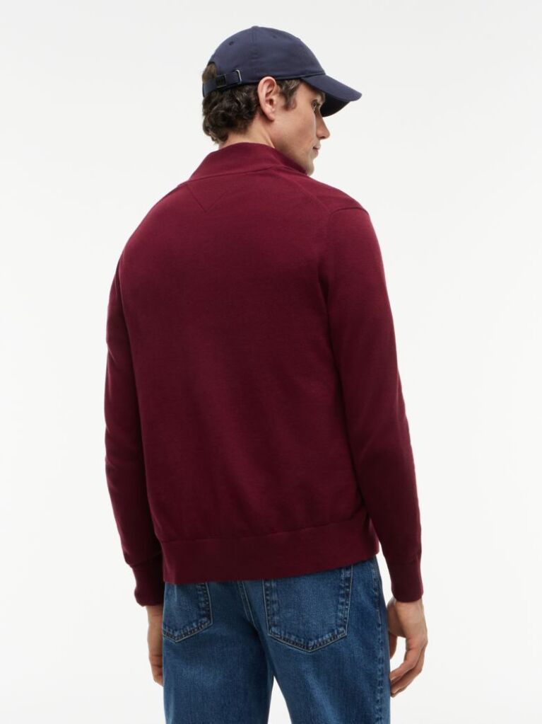 Red Cotton Cashmere Zip-Thru Cardigan  Men