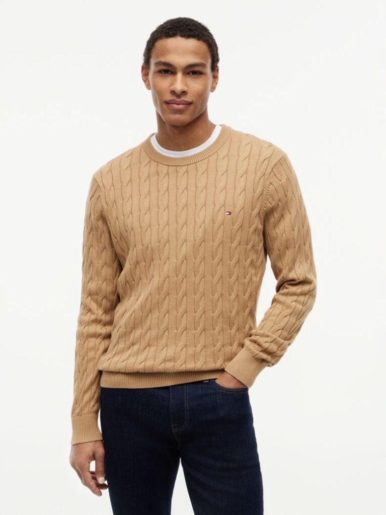 Brown Classics Cable Knit Relaxed Fit Jumper  Men