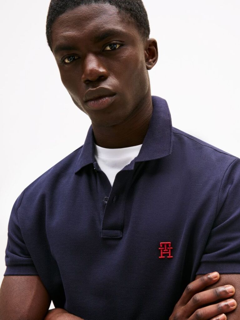 Blue TH Monogram Polo Shirt  Men