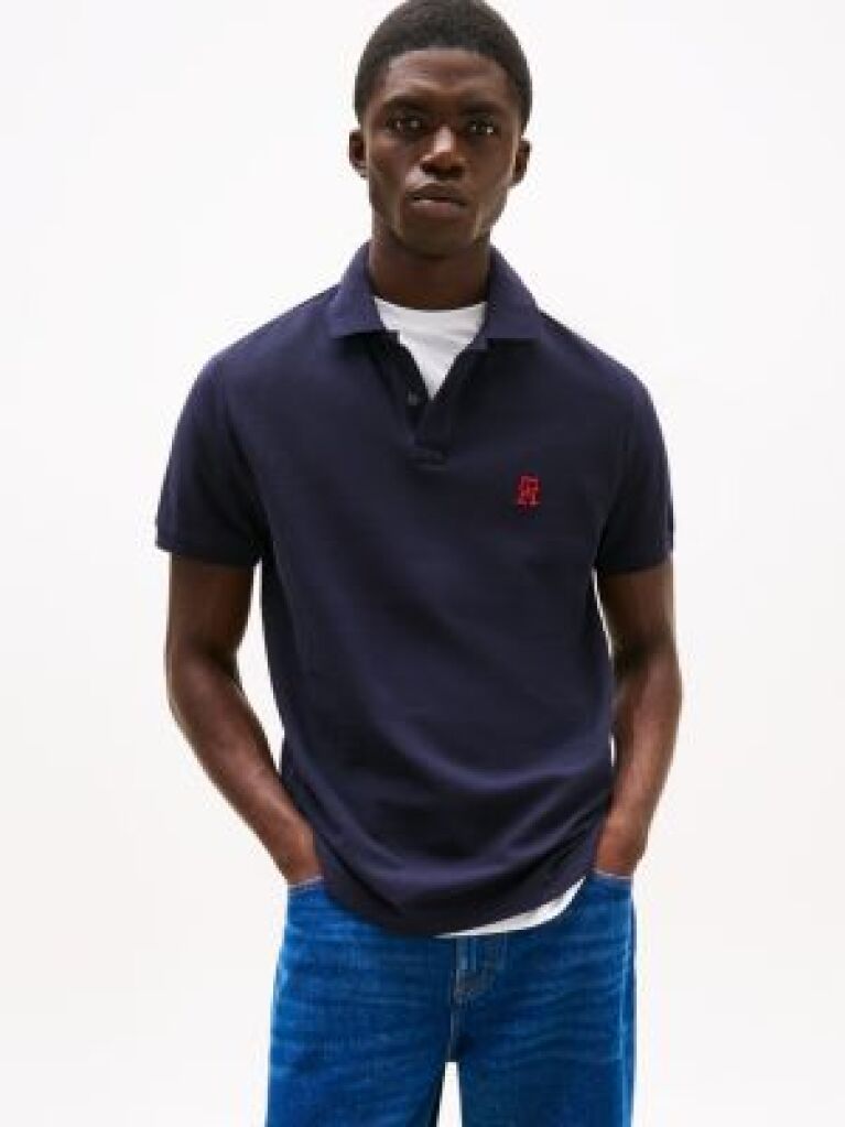 Blue TH Monogram Polo Shirt  Men
