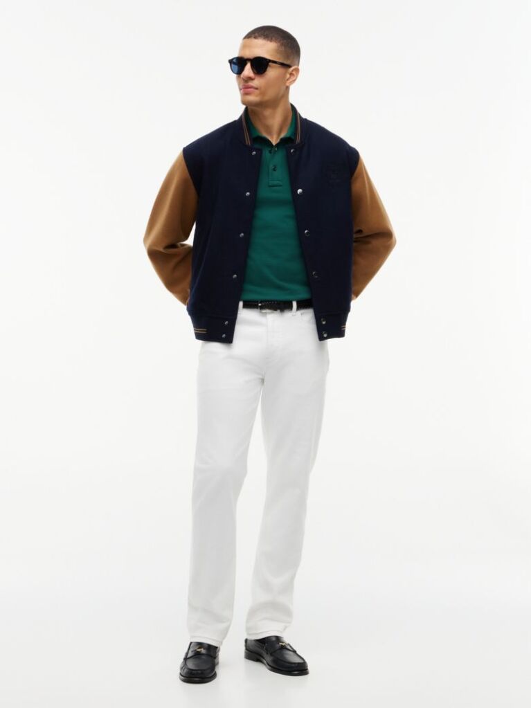Green Tipped Long Sleeve Slim Polo Shirt  Men