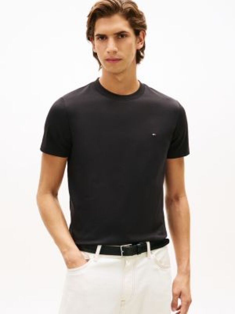 Μαύρο Slim T-Shirt Με Κεντητό Σημαιάκι  Άνδρες