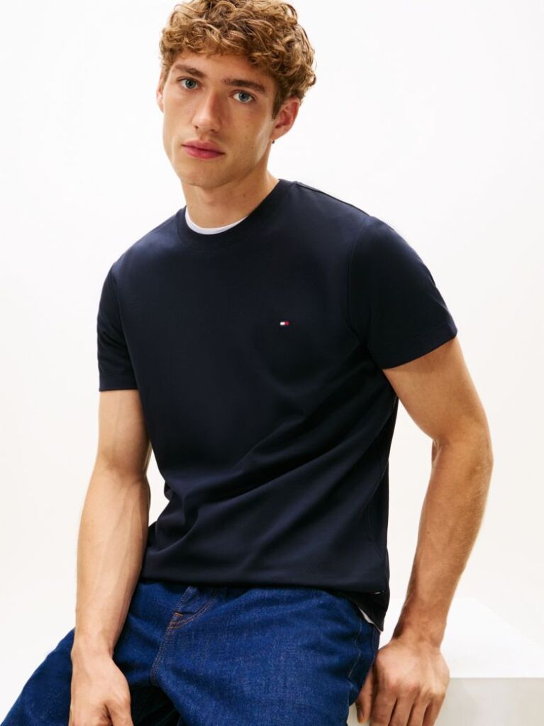 Μπλε Slim T-Shirt Με Κεντητό Σημαιάκι  Άνδρες