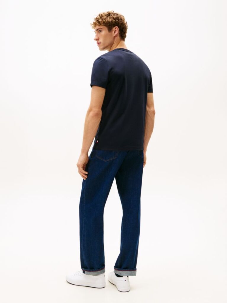 Μπλε Slim T-Shirt Με Κεντητό Σημαιάκι  Άνδρες