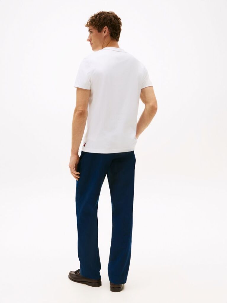 Άσπρο Slim T-Shirt Με Κεντητό Σημαιάκι  Άνδρες