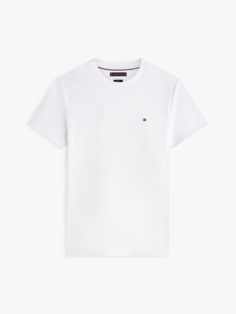 Άσπρο Slim T-Shirt Με Κεντητό Σημαιάκι  Άνδρες