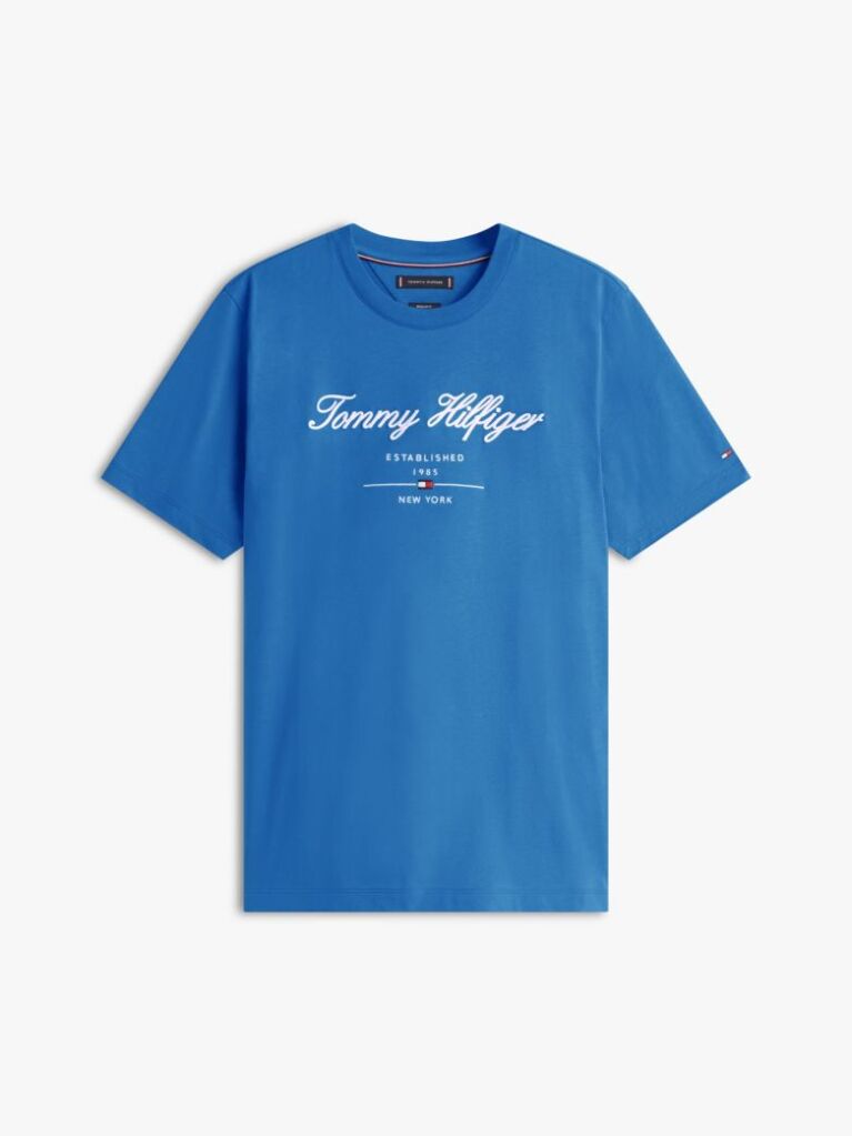 Μπλε T-Shirt Με Λογότυπο Και Κλασική Λαιμόκοψη  Άνδρες