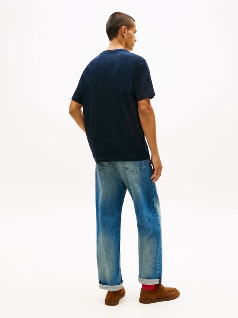 Blue Script Logo Crew Neck T-Shirt  Men