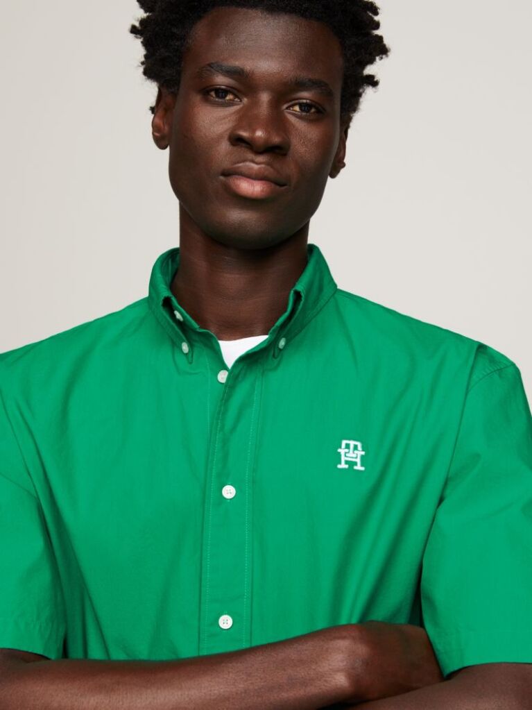 Green TH Monogram Regular Short Sleeve Shirt  Men