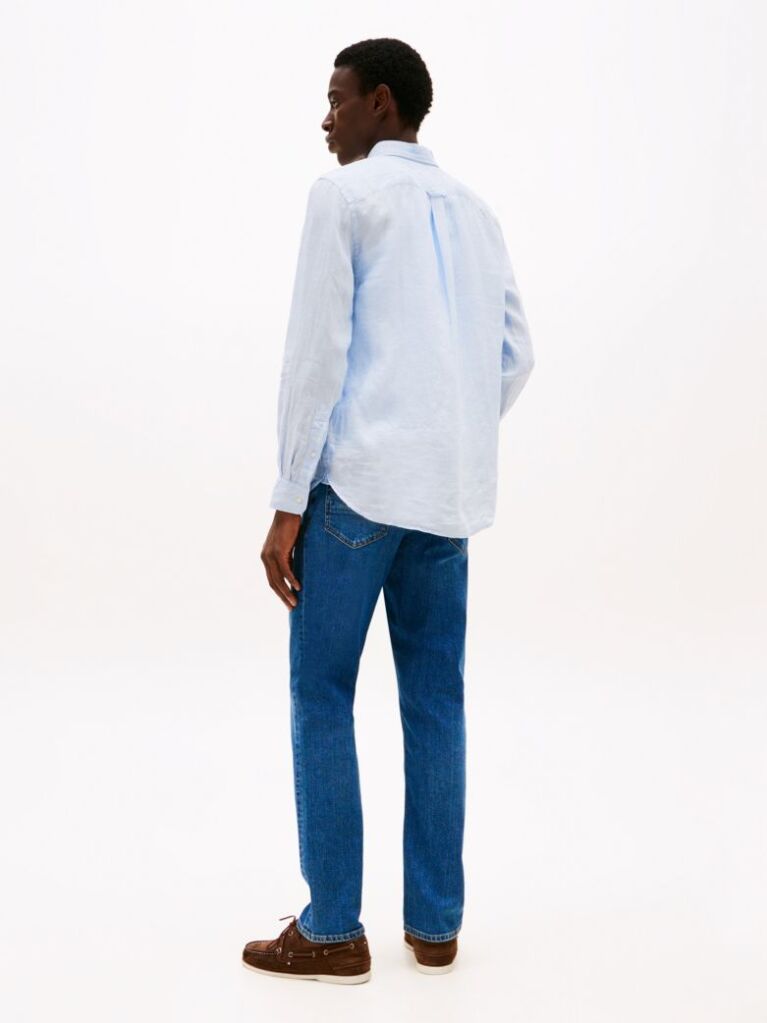 Blue Pigment Dyed Linen Regular Fit Shirt  Men