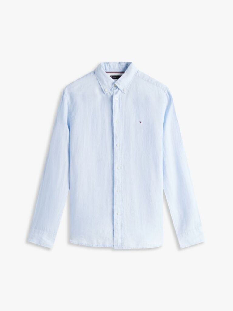 Blue Pigment Dyed Linen Regular Fit Shirt  Men
