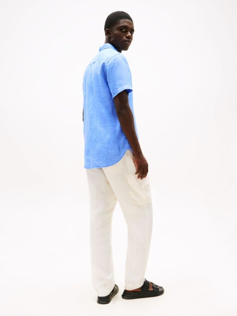 Blue Washed Pure Linen Shirt  Men