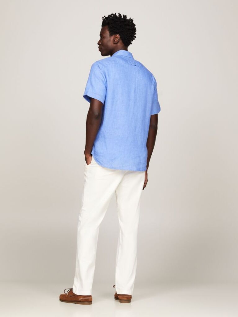 Blue Washed Pure Linen Shirt  Men
