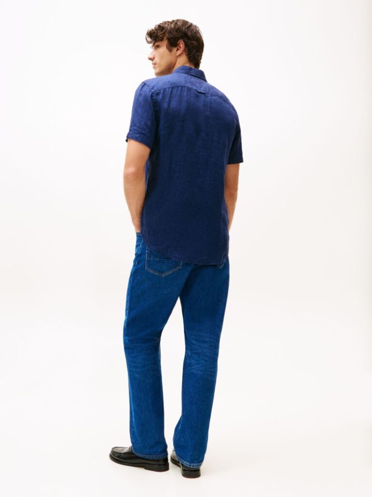 Blue Washed Pure Linen Shirt  Men