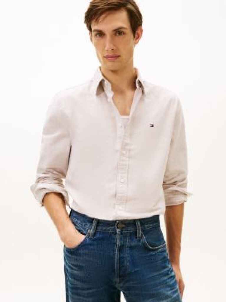 Beige Heritage Regular Fit Oxford Shirt  Men