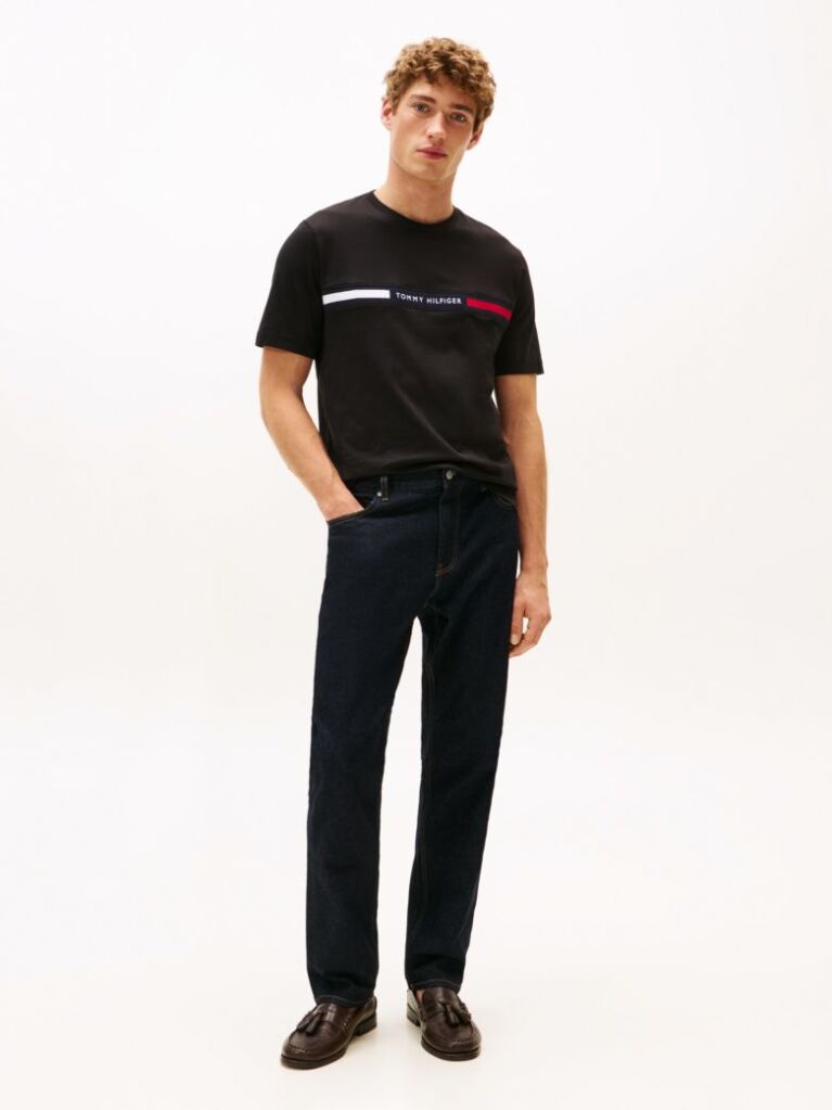 Μαύρο T-Shirt Με Λογότυπο Και Κανονική Λαιμόκοψη  Άνδρες