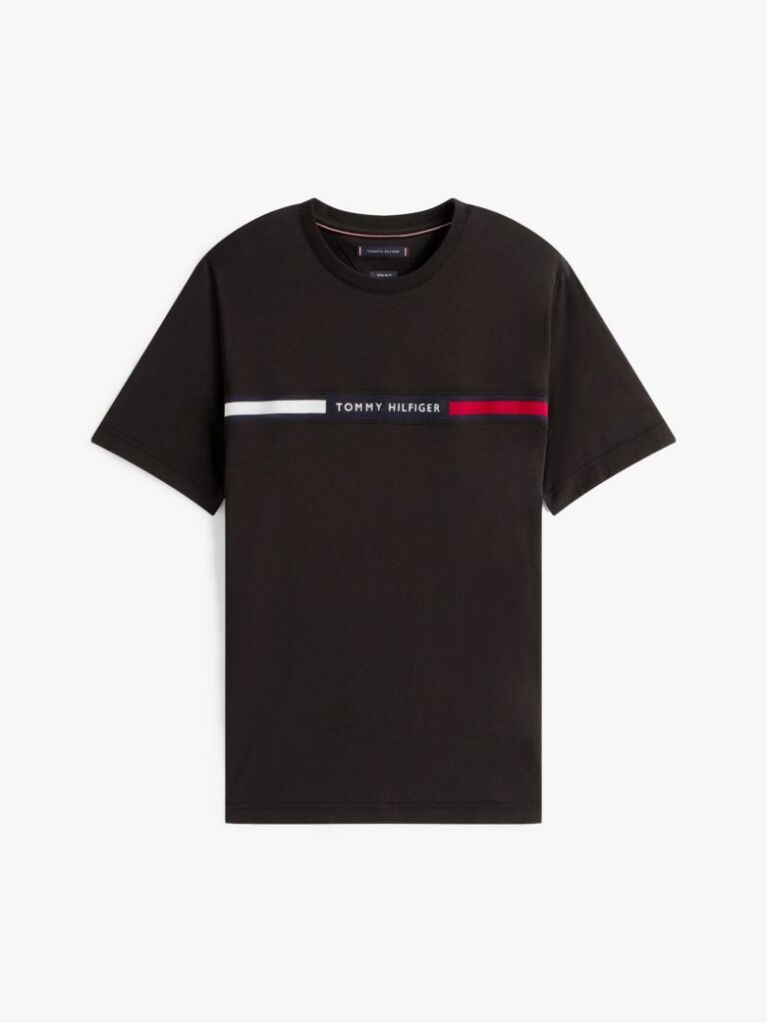 Μαύρο T-Shirt Με Λογότυπο Και Κανονική Λαιμόκοψη  Άνδρες