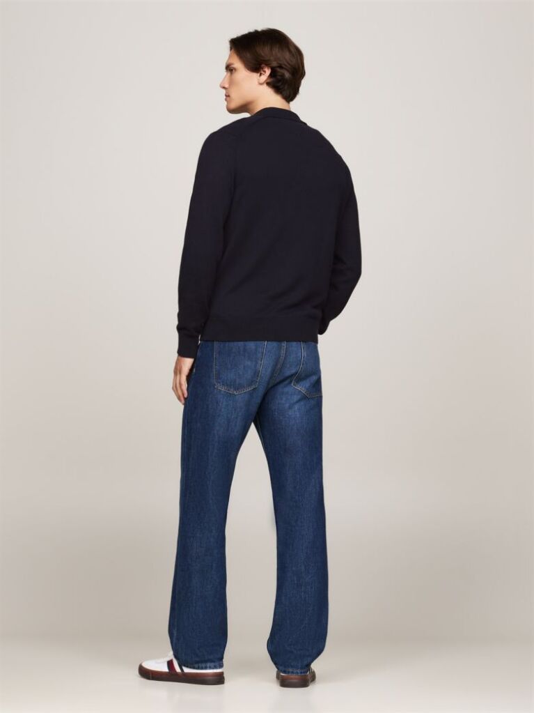 Blue Polo Collar Jumper with Cashmere  Men