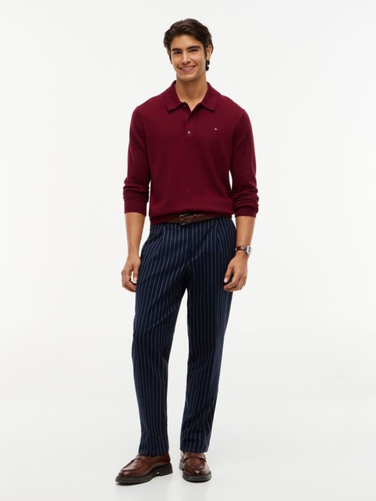 Red Polo Collar Jumper with Cashmere  Men