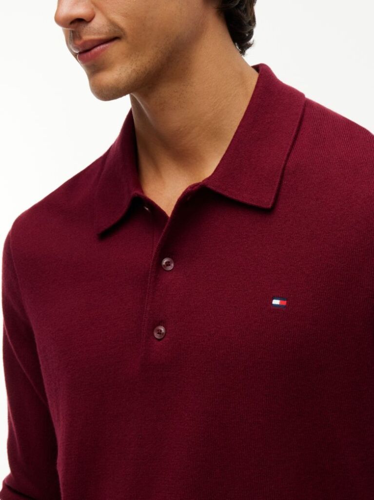 Red Polo Collar Jumper with Cashmere  Men