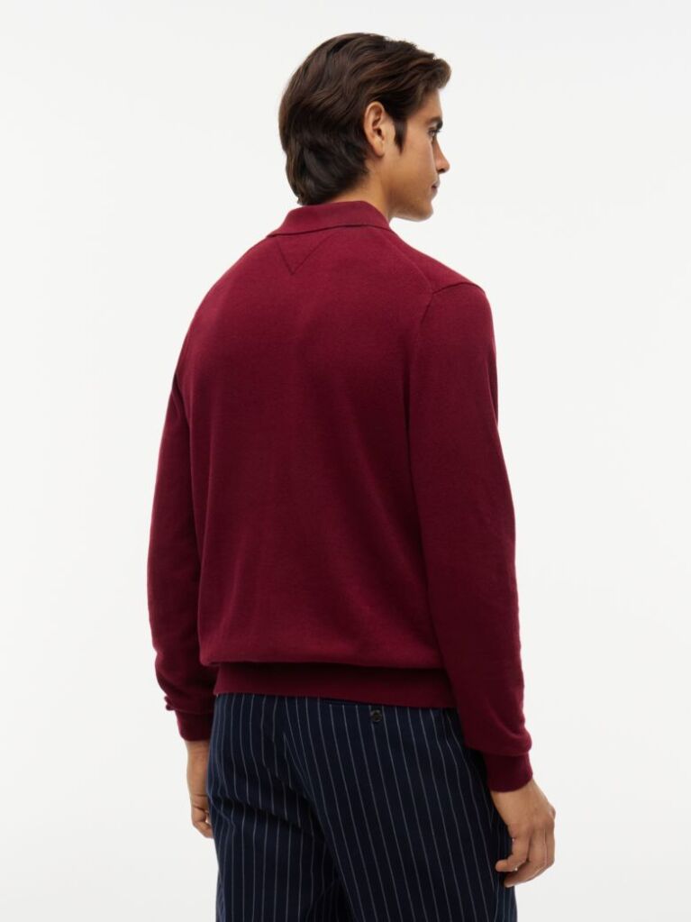 Red Polo Collar Jumper with Cashmere  Men