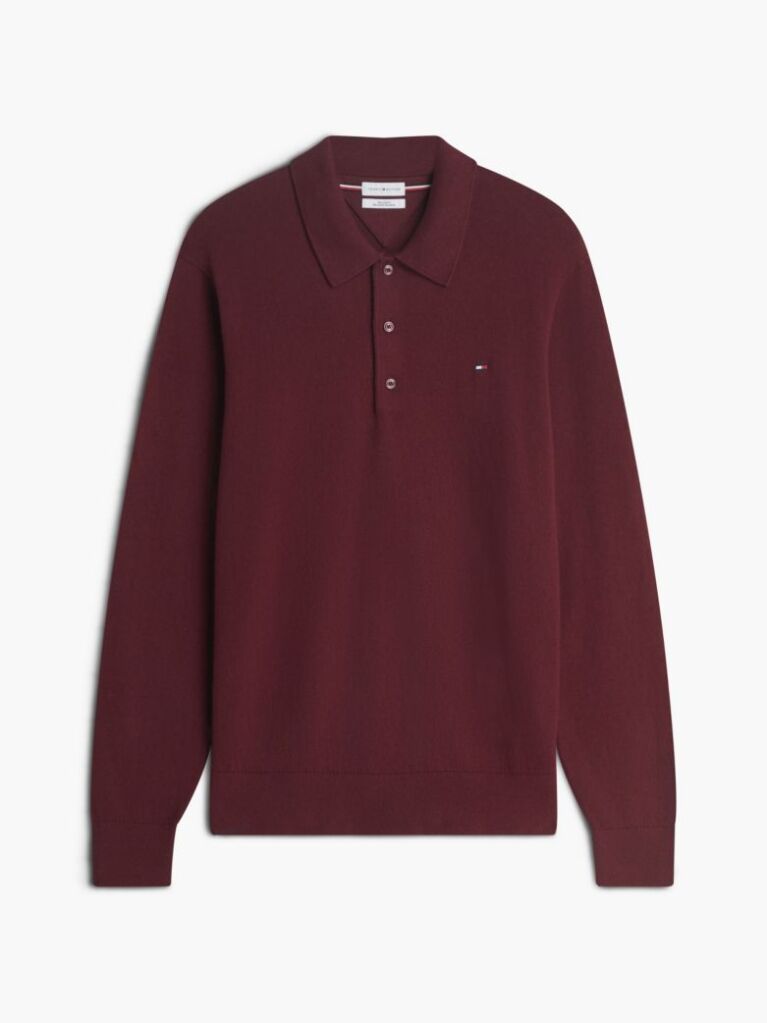 Red Polo Collar Jumper with Cashmere  Men