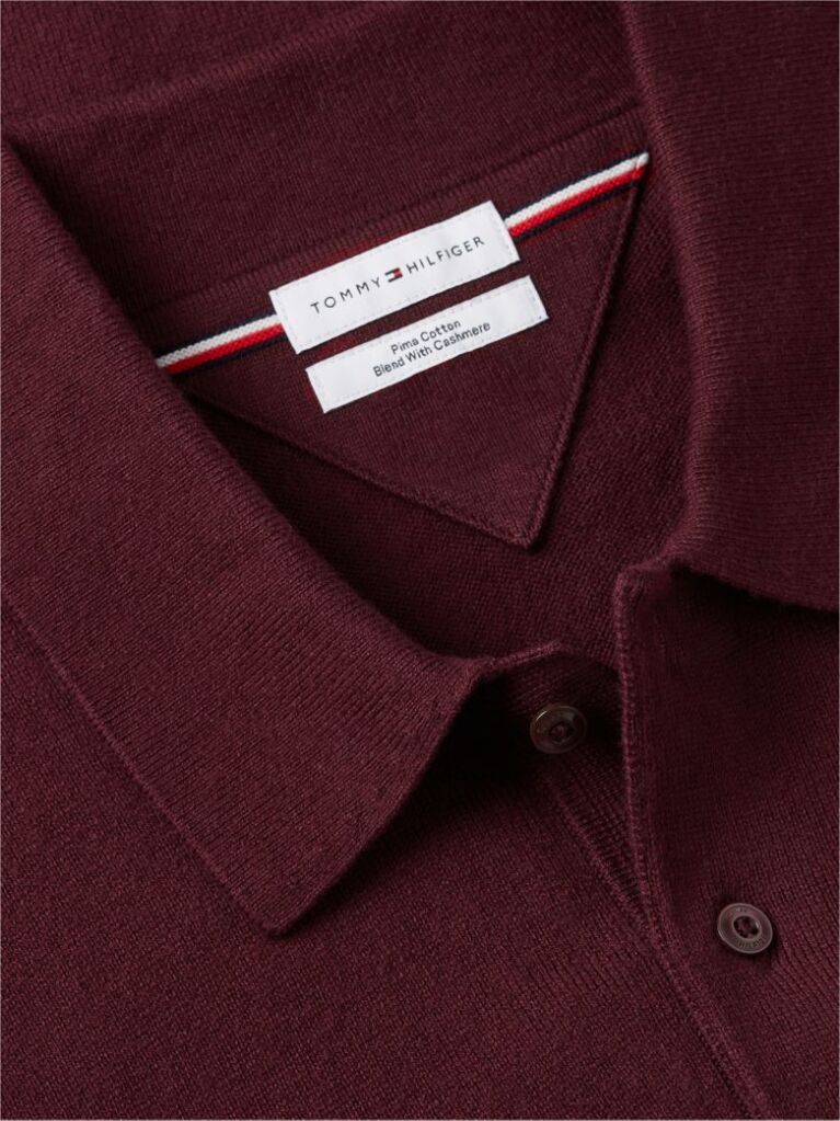 Red Polo Collar Jumper with Cashmere  Men