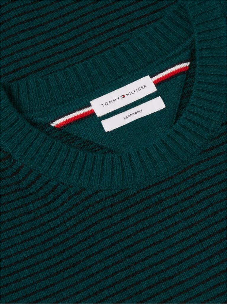 Green Pure Lambswool Crew Neck Jumper  Men