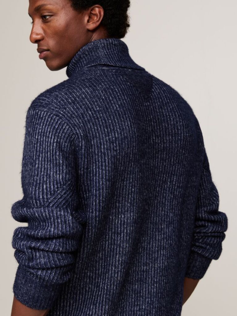 Blue Smart Casual Wool Blend Relaxed Jumper  Men