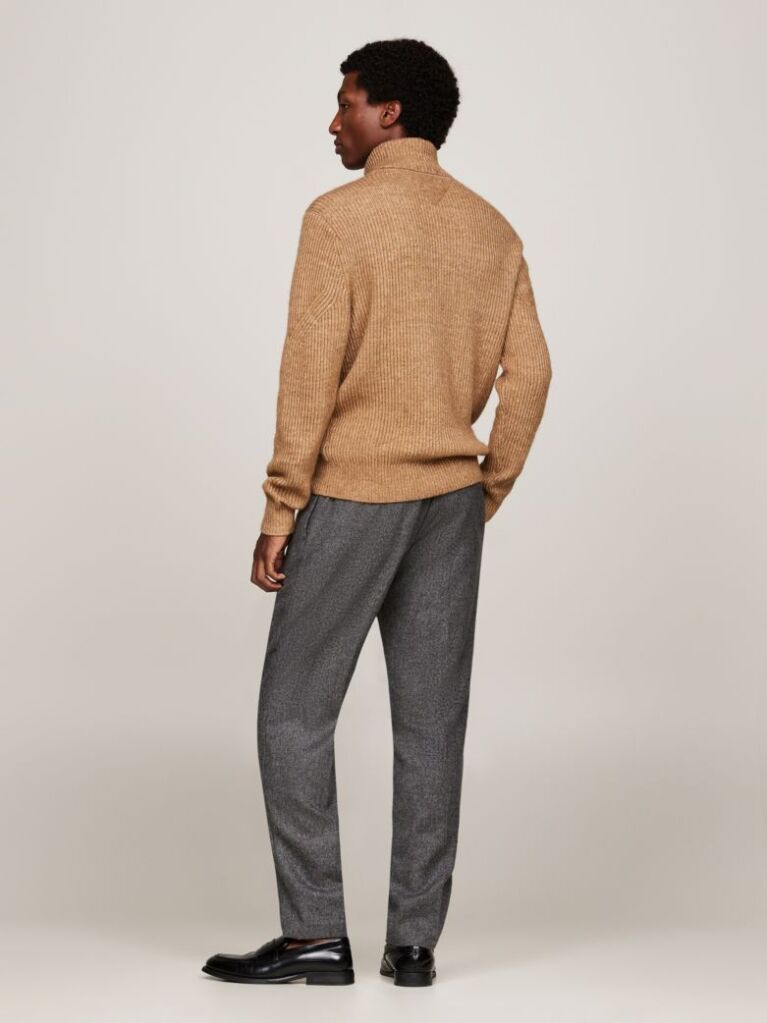 Khaki Smart Casual Wool Blend Relaxed Jumper  Men
