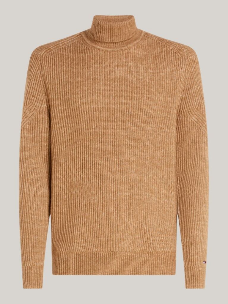 Khaki Smart Casual Wool Blend Relaxed Jumper  Men