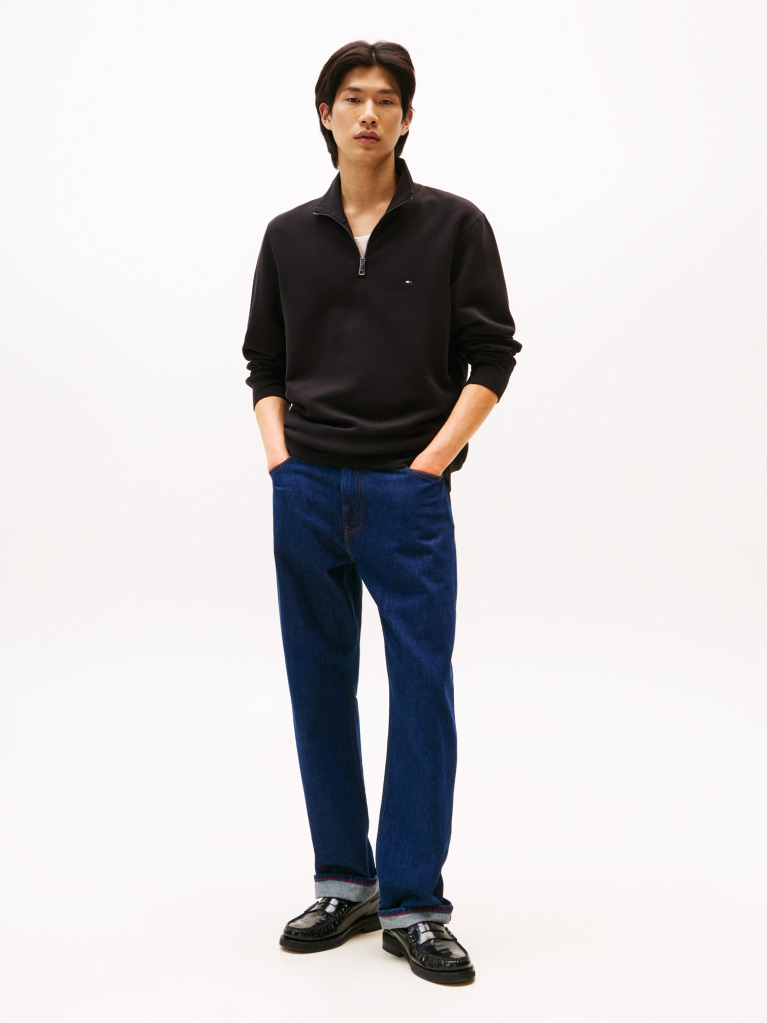 Black Quarter-Zip Fleece Sweatshirt  Men