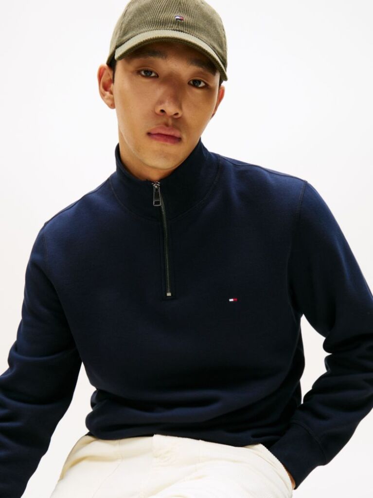 Blue Quarter-Zip Fleece Sweatshirt  Men