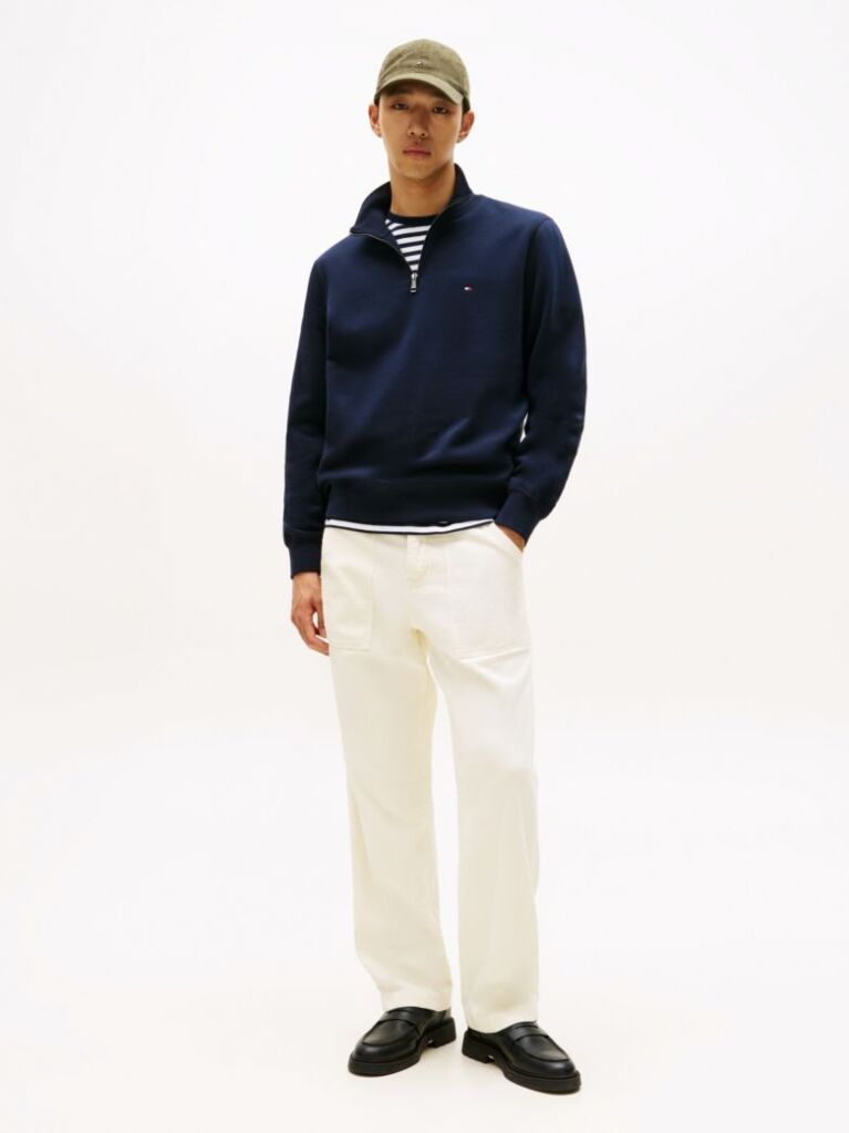 Blue Quarter-Zip Fleece Sweatshirt  Men