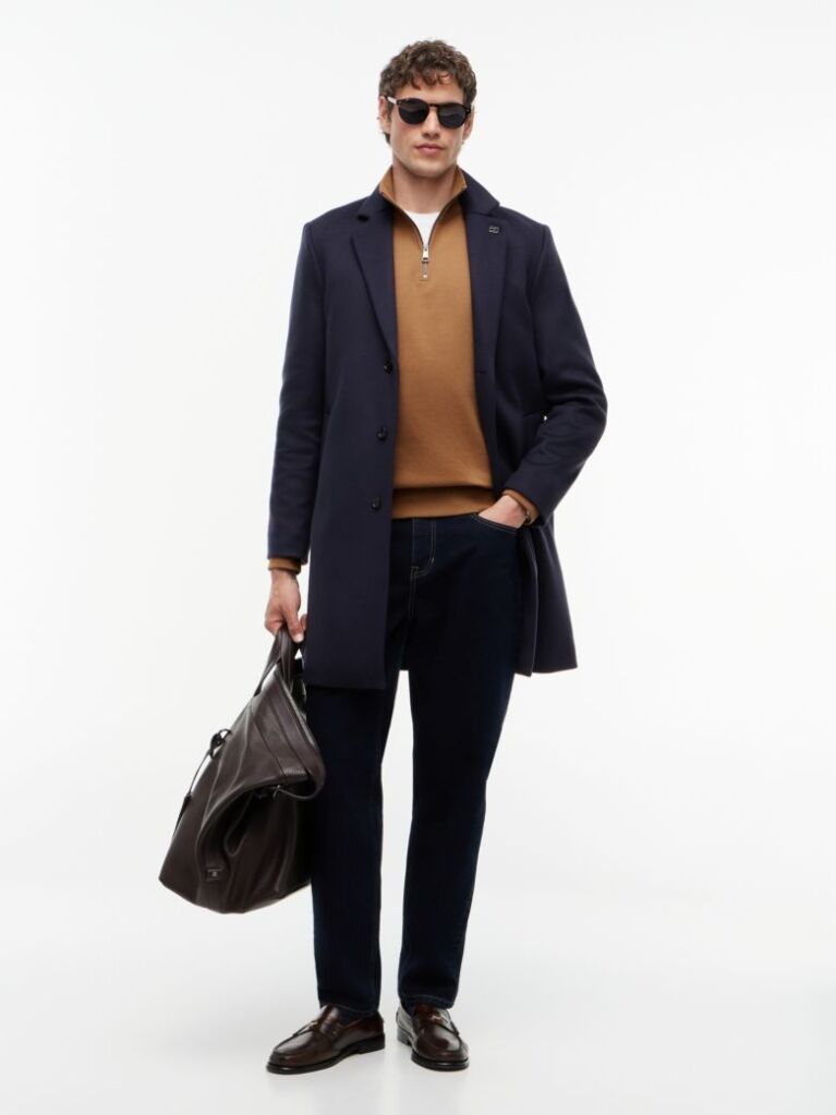 Brown Quarter-Zip Fleece Sweatshirt  Men