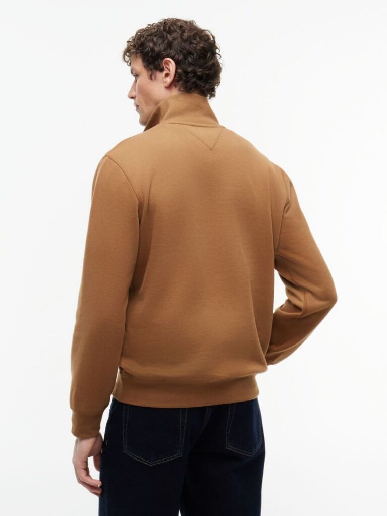 Brown Quarter-Zip Fleece Sweatshirt  Men
