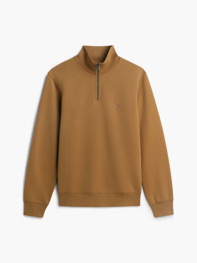 Brown Quarter-Zip Fleece Sweatshirt  Men