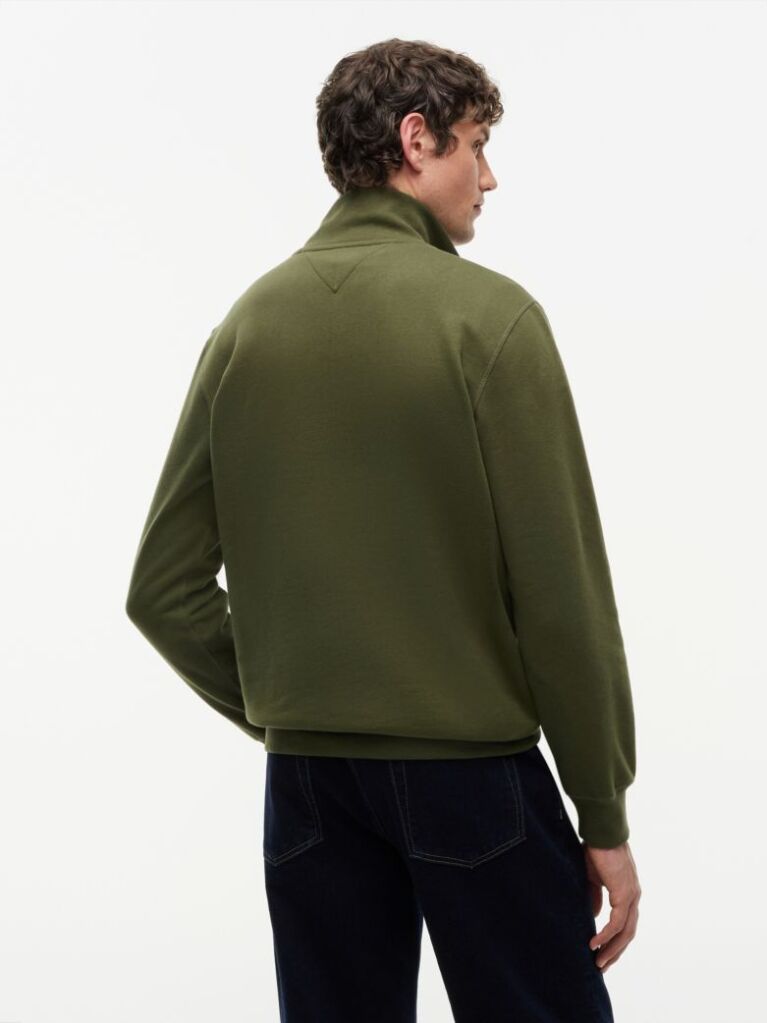 Green Quarter-Zip Fleece Sweatshirt  Men