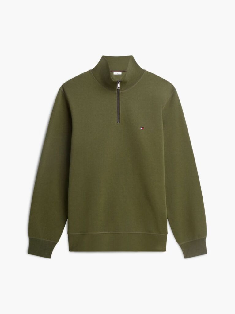 Green Quarter-Zip Fleece Sweatshirt  Men
