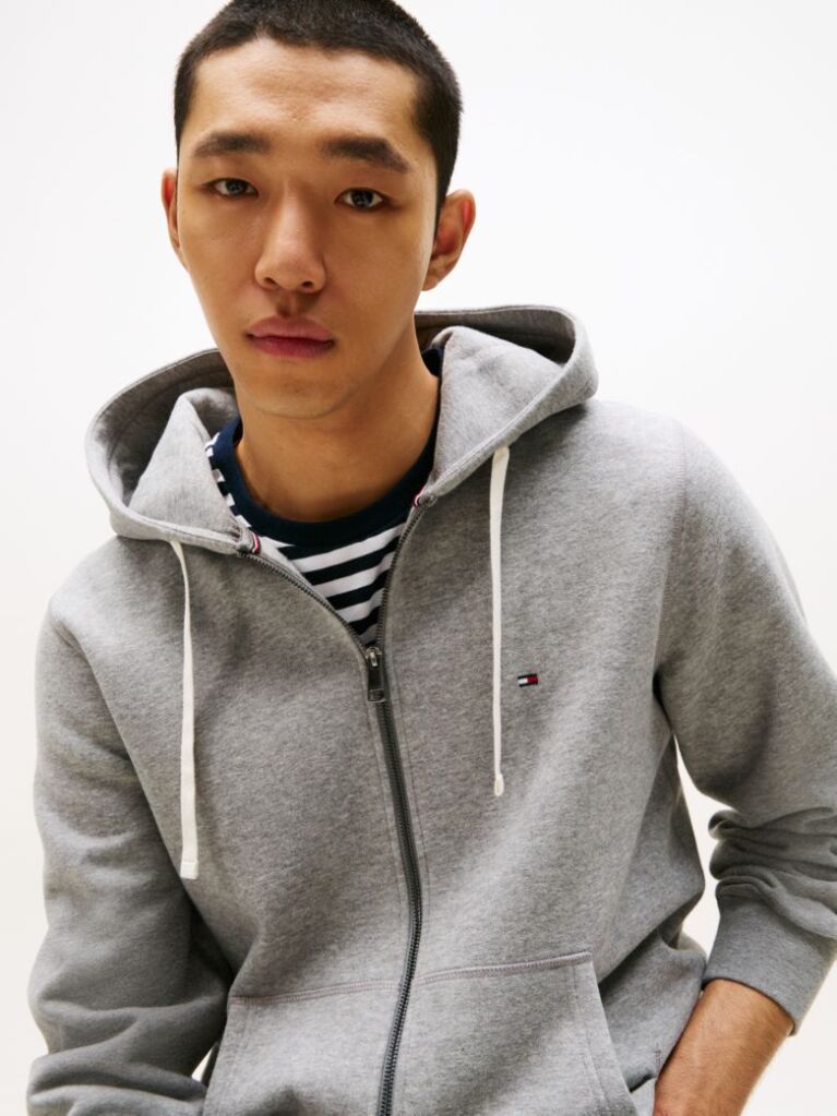 Γκρι Hoody Fleece Με Φερμουάρ  Άνδρες