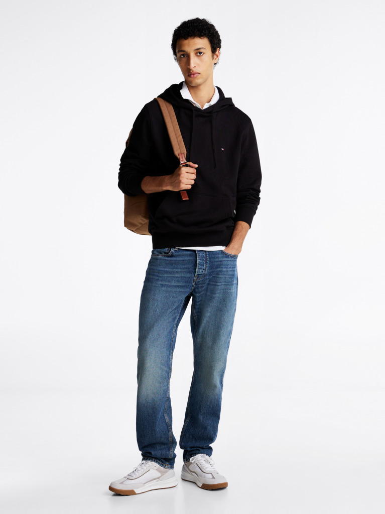 Μαύρο Hoody Από Βαμβακερό Terry Με Κεντητό Σημαιάκι  Άνδρες