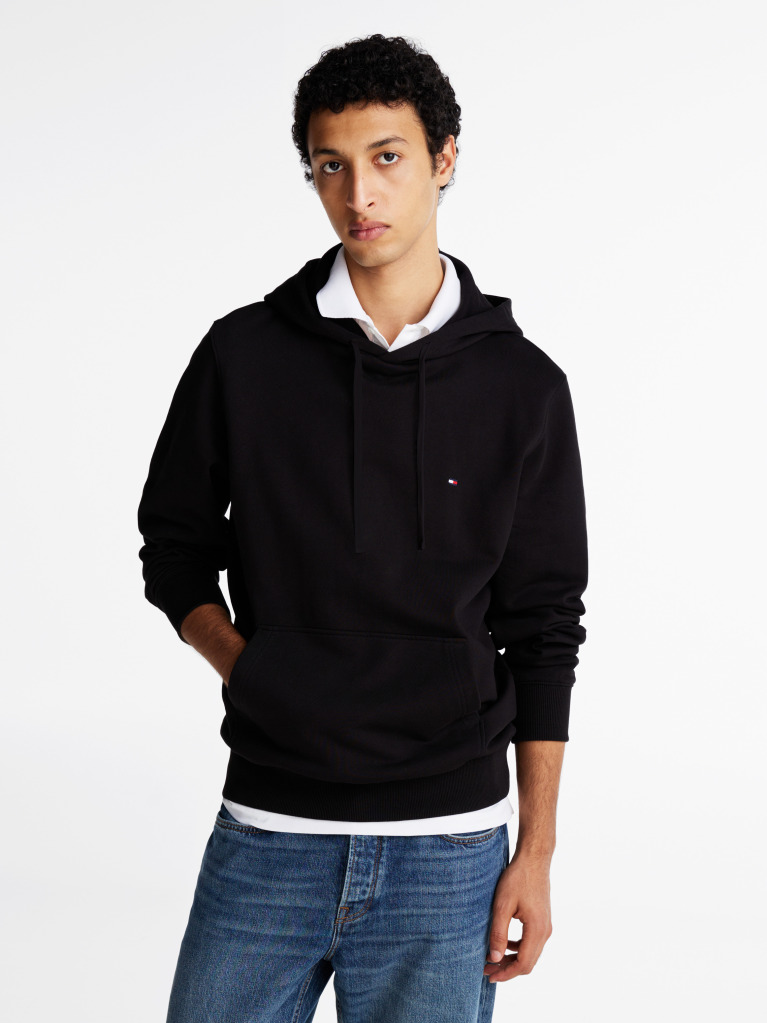 Μαύρο Hoody Από Βαμβακερό Terry Με Κεντητό Σημαιάκι  Άνδρες