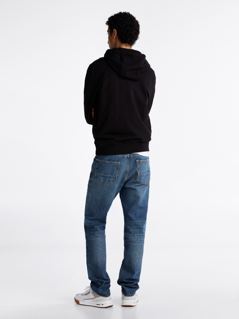 Μαύρο Hoody Από Βαμβακερό Terry Με Κεντητό Σημαιάκι  Άνδρες