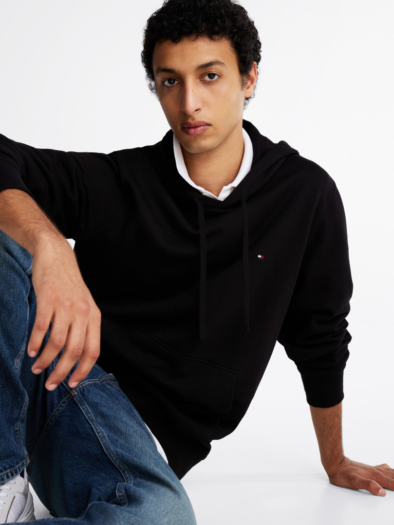Μαύρο Hoody Από Βαμβακερό Terry Με Κεντητό Σημαιάκι  Άνδρες