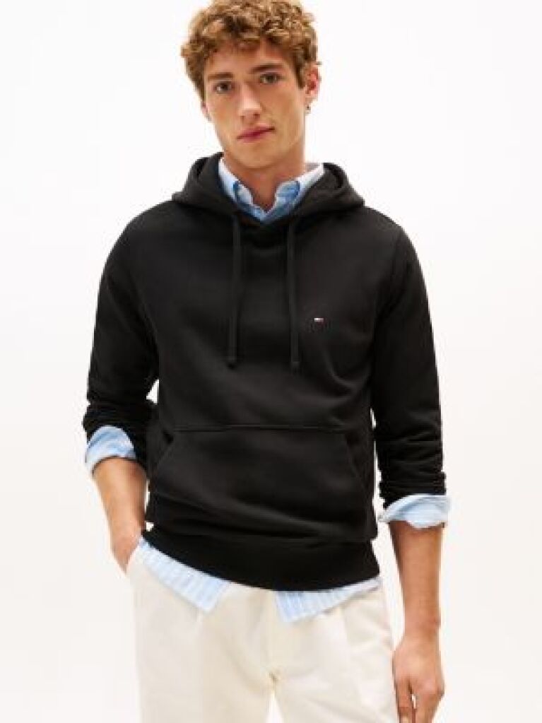 Μαύρο Hoody Από Βαμβακερό Terry Με Κεντητό Σημαιάκι  Άνδρες