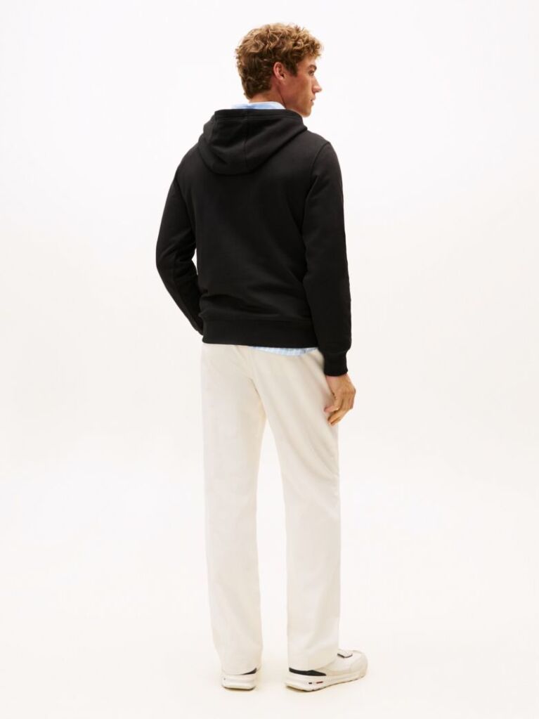 Μαύρο Hoody Από Βαμβακερό Terry Με Κεντητό Σημαιάκι  Άνδρες