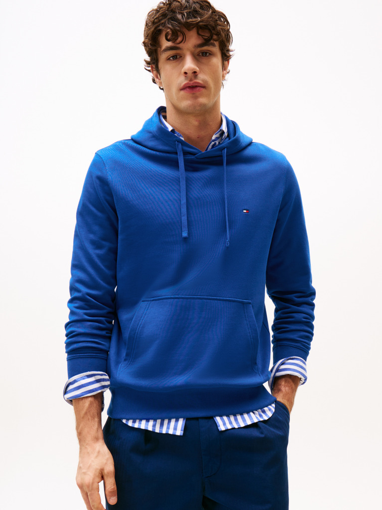 Μπλε Hoody Από Βαμβακερό Terry Με Κεντητό Σημαιάκι  Άνδρες